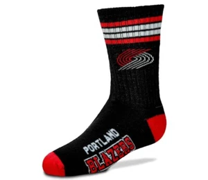 Portland Trailblazers Basketball 4 Stripe Crew Socks Youth - Picture 1 of 1