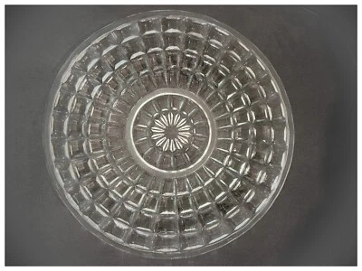 Heavy Vintage Clear Pressed Glass Serving Plate Platter Concave Geometric 12.5" - Image 1 of 4