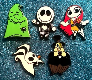 DISNEY 2014 ITTY BITTIES NIGHTMARE BEFORE CHRISTMAS JACK SALLY ZERO 5 PIN SET - Picture 1 of 1
