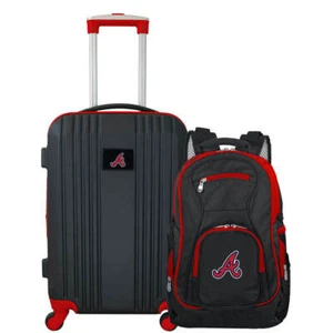 Atlanta Braves 2 Piece Premium Colored Trim Backpack and Luggage Set - Picture 1 of 6