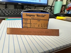 CONGRESS TOOLS RES-CUT POLISHING STONE 1/2" X 1/16" X 4" 220 GRIT LOT OF 6 - Picture 1 of 1