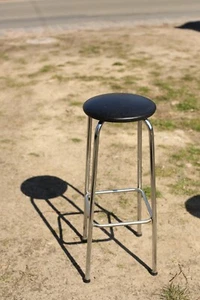 True Vintage Bar Stool Bauhaus High Steel Tube Seat 1960s - Picture 1 of 10