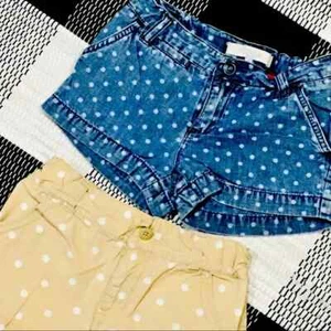 2 pair polka dot cotton denim shorts - girl school summer ebay shoechic30 - Picture 1 of 4