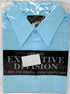VTG Haband Executive Mens Blue Dress Shirt Long Sleeve Button Korea Size 16 - Picture 1 of 4