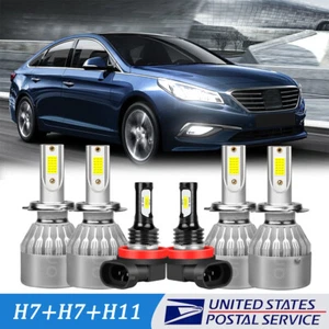 For Hyundai Sonata 2011-2014 - 6x Combo LED Headlight Fog Light Bulbs Kit 6000K - Picture 1 of 12