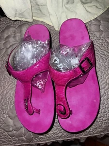 SAS Sanibel T-Strap Slide Flip Flop Sandals Sz 10.5M  Pink Leather Casual Thongs - Picture 1 of 12