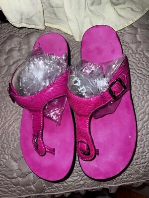SAS Sanibel T-Strap Slide Flip Flop Sandals Sz 10.5M  Pink Leather Casual Thongs - Image 1 of 4