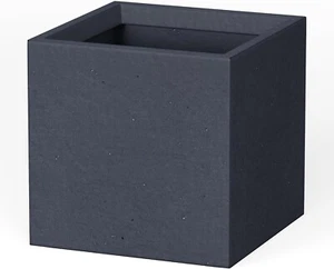 10 Zoll Hoher anthrazitfarbener leichter quadratischer moderner Pflanzkübel aus Beton für draußen - Bild 1 von 6