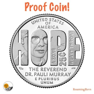 2024 S *PRUEBA* Pauli Murray-Cameo Profundo 25c Cuarto Moneda de EE. UU. ¡COMO NUEVA! - Imagen 1 de 6