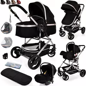 Baby Pram 3 in1 Travel System Buggy Car Seat Pushchar Forward - Rear Facing - Picture 1 of 78