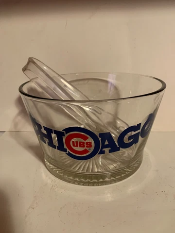 CHICAGO CUBS  ICE BUCKET WITH TONGS  HEAVY GLASS Cover