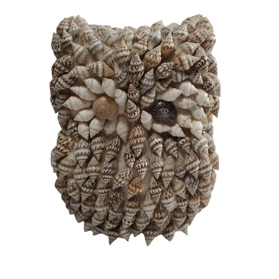 Handmade Natural Sea Shell Art Owl Bird Figurine Beach Coastal Decor Nautical - Image 1 of 4