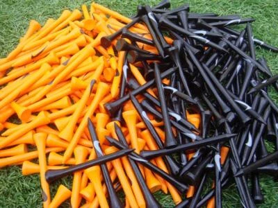 NIKE Golf - Staff Tour Players  70 mm BLACK & NEON ORANGE Wooden Tees - Image 1 of 4