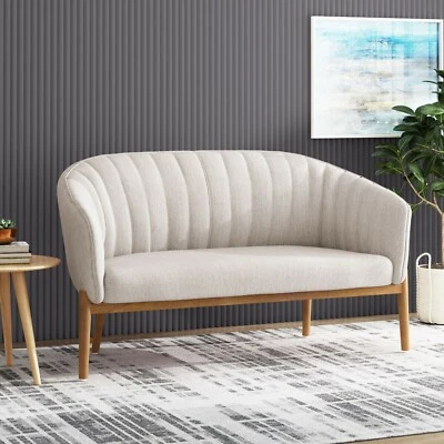Deborah Mid-Century Fabric Loveseat - Image 1 of 4