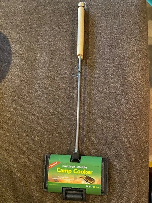 Coghlans Cast Iron Camp Cooker Double Wooden Handle Burger Hen Vegetable Camping - Image 1 of 4