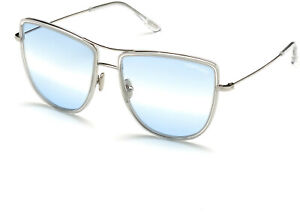 TOM FORD FT0759 16W Sunglasses Shiny Palladium Frame Gradient Blue Lenses 59 mm