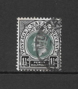 NATAL SCOTT 83 USED FINE - 1902 1.5p BLK & BL GREEN ISSUE - KING EDWARD VII - Picture 1 of 2