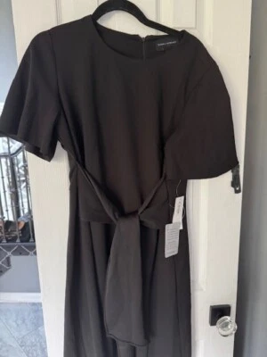 Vestido Donna Morgan Negro con Corbata Frontal Talla 16 Nuevo Con Etiquetas Foto 1 de 4