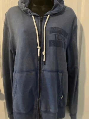 Sudadera con Capucha Toms Azul Manga Larga Bolsillo Canguro Cremallera Completa Talla Mediana Foto 1 de 2