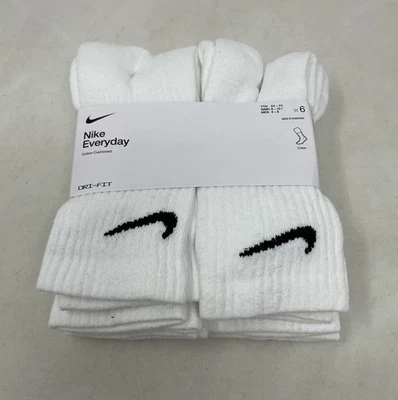 Nike Everyday Cushioned Dri-FIT Training Crew Socks - 6-Pair Pack - White Size M - Image 1 of 4