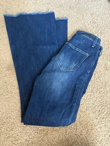 RISEN JEANS 25 / 1 Women's Jeans Raw Edges Straight Wide Leg 25" Inseam - Picture 1 of 4