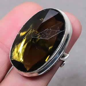 Faceted Green Amethyst Oval Shape Gemstone Gift Adjustable Jewelry Ring SR 2031 - Picture 1 of 7