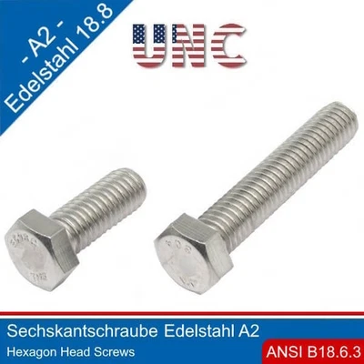 Vite Esagonale 8-32 UNC Acciaio Inox A2 - Immagine 1 di 3