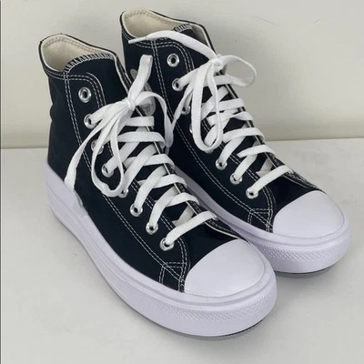 NEW Converse Black and White High-Top All Stars Sneakers Women’s 8.5 Platform - Image 1 of 4