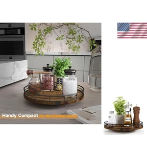 Neu - 10" Eichenholz Lazy Susan Drehteller für Esstisch, extra groß rund Lazy - Bild 1 von 8