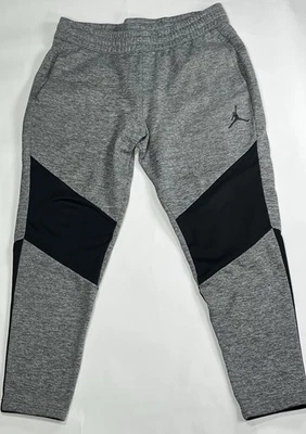 Mens Jordan Therma-Fit Sweatpants Gray Black Jumpman Elastic Waist Sz Large EUC - Image 1 of 4