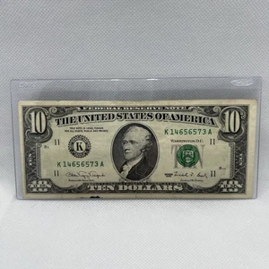 $10 Dollar Bill Note 1990 series Small face Dallas K 14656573 A - Picture 1 of 3