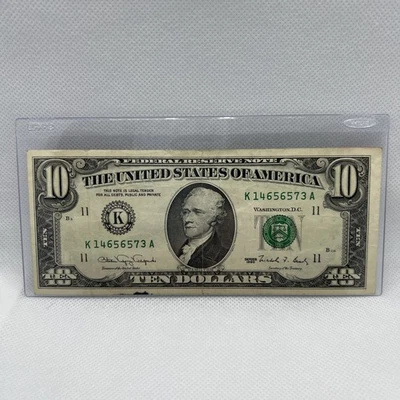 $10 Dollar Bill Note 1990 series Small face Dallas K 14656573 A - Image 1 of 3