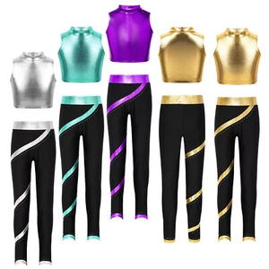 Kids Girls Outfit Athletic Set Ballet Suit Active Tops Costume Dancewear Dance - Picture 1 of 48
