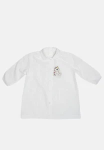 Baby Kindergarten Apron White Buttons Embroidered Fancy 2-7 Years Kindergarten - Picture 1 of 5