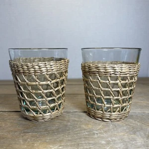 Seagrass Wrapped Juice Glasses 5 Oz. Set Of 2 Small - Picture 1 of 9