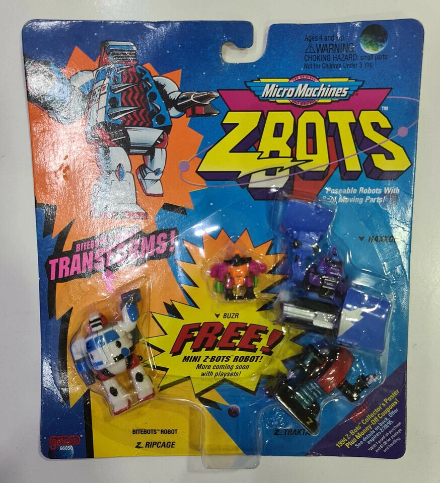 GALOOB 1994 MICROMACHINES ZBOTS 4 pcs blister NEW UNOPENED - Image 1 of 2