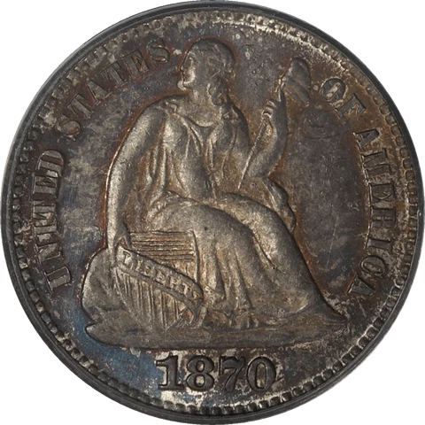 1870 Liberty Seated Half Dime H10c, PCGS MS 64 - Original Toning, Better Date Cover