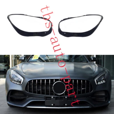 Cubierta de lente de faro diestro y diestro para Mercedes Benz AMG GT GTS C190 R190 2016-2018 + pegamento Foto 1 de 4