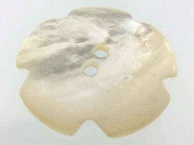 Vintage Carved MOP Mother-of-Pearl Button .9in Ivory Color 151D - Image 1 of 4