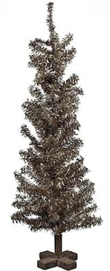 Primitive Rustic Christmas Halloween Large 23.5" Silver Tinsel Tree - Picture 1 of 2