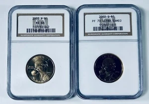 2002 S-P Sacagawea Dollar NGC PF70 UC & MS68 (2 Coins) - Picture 1 of 2