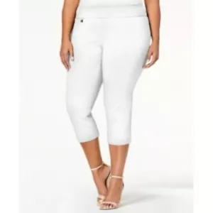 Pantalones capri Alfani talla grande control de barriga, blanco brillante, 24 W - Imagen 1 de 9