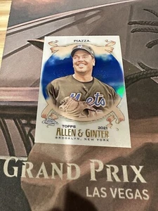 2021 Mike Piazza Topps Allen & Ginter Chrome #3 Blue Refractor /150 - Picture 1 of 2