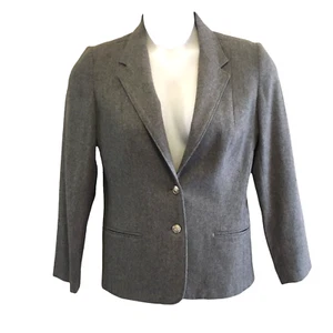 Cross Country Fashions Sz. 14 Button Front Lined Jacket Gray Wool Blend Vintage - Picture 1 of 12