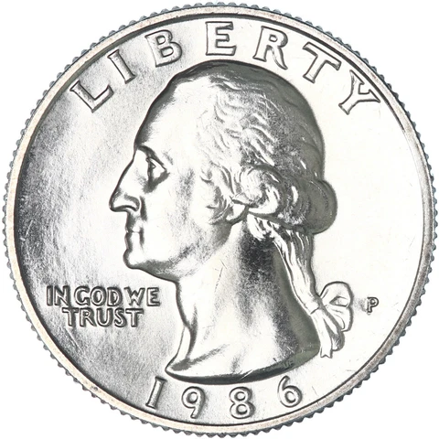 1986 P Washington Quarter Gem BU US Coin Cover