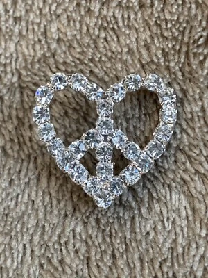 Стразы сердце мира знак ремня пряжка любовь кристалл пряжка серебряный аксессуар - Изображение 1 из 4