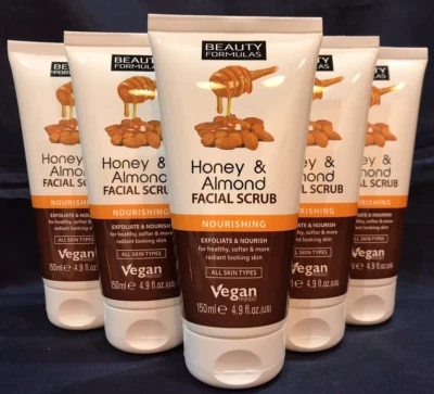 Aboxov® 5 x 150ml VEGAN Beauty Formulas Honey & Almond Cleansing Facial Scrub - Image 1 of 4