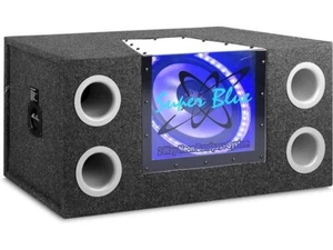 12" 1200W Car Audio Subwoofer - 2 Way Neon Bandpass Speaker System w/Blue - Picture 1 of 1