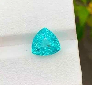 Tormalina Paraiba Blu Naturale Certificata 7,21 Ct Pietra Preziosa Sciolta Taglio Trilione - Foto 1 di 4