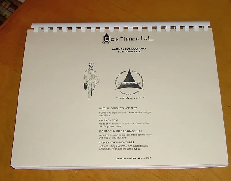 Vintage Sencore CONTINENTAL II MU150 Vacuum Tube Tester Brochure